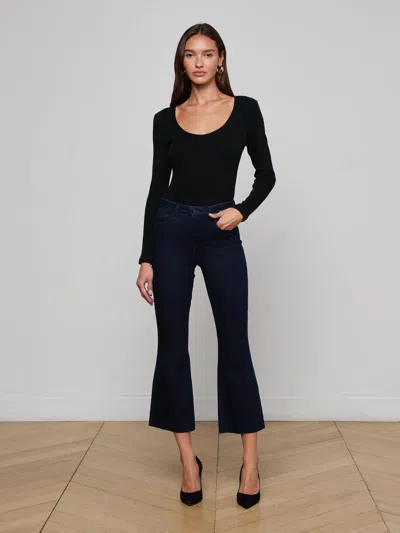 L'agence Kendra Cropped Flare Jean In Black