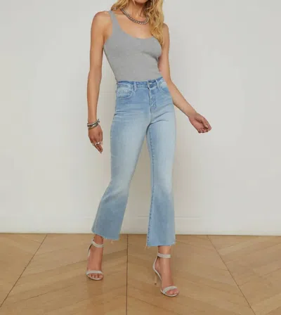 L'agence Kendra Cropped Flare Jean In Dorian In Blue