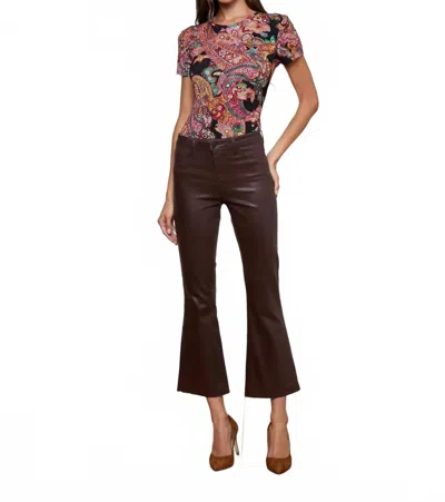 L'agence Kendra Cropped Flare Pant In Chocolate Coated In Brown