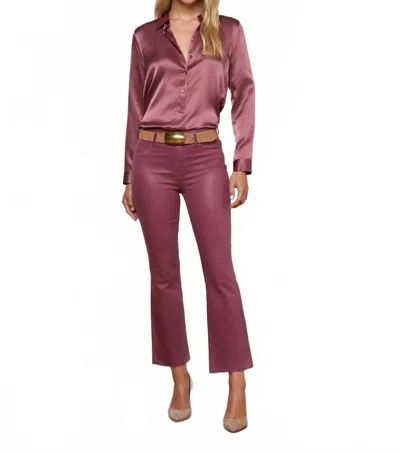 L'agence Kendra Cropped Flare Pant In Deep Mauve Coated In Purple
