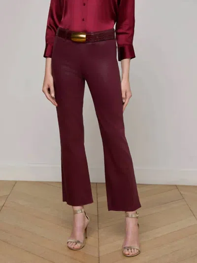 L'agence Kendra High Rise Cropped Flare Jean In Dark Port Coated In Burgundy