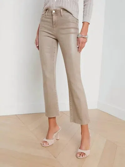 L'agence Kendra High Rise Cropped Flare Jean In Rye Coated In Brown