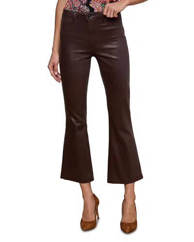 L'agence Kendra High Rise Cropped Flared Jeans In Chocolate Coated In Brown