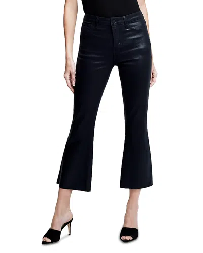L'AGENCE L'AGENCE KENDRA HIGH RISE CROPPED FLARED JEANS IN NOIR COATED,2714PDDC