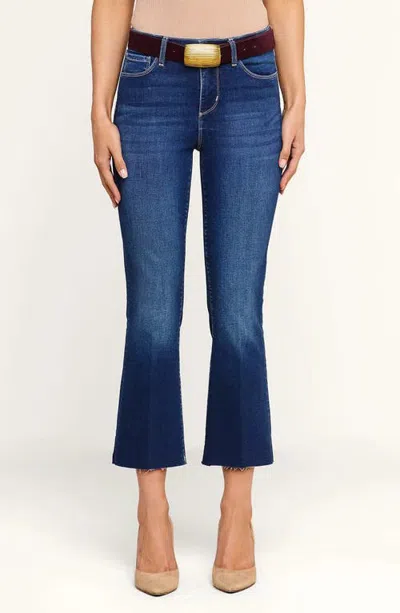 L'agence Kendra High Waist Raw Hem Crop Flare Jeans In Blue
