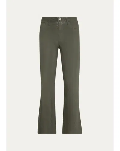 L'agence Kendra High-rise Coated Crop Flare Jeans In Ash Olive