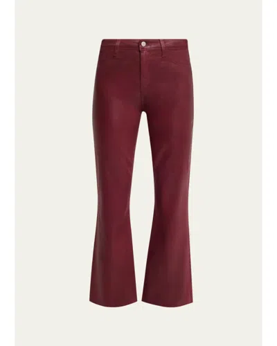 L'agence Kendra High-rise Coated Crop Flare Jeans In Red