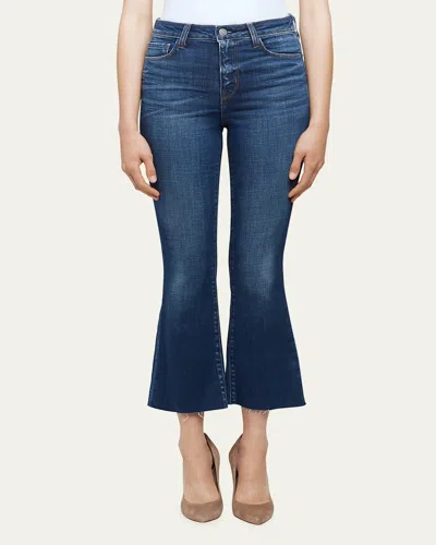 L'agence Kendra High-rise Crop Flare Jeans With Raw Hem In Blue