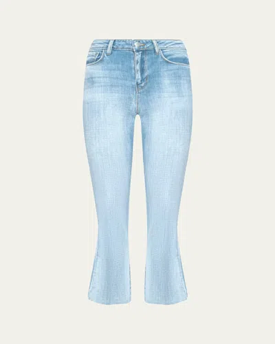L'agence Kendra High-rise Crop Flare Jeans With Raw Hem In Blue