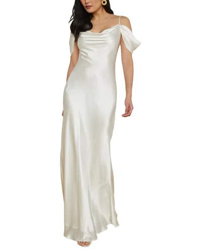 L'agence Kenna Cowl Cold-shoulder Silk Dress In White