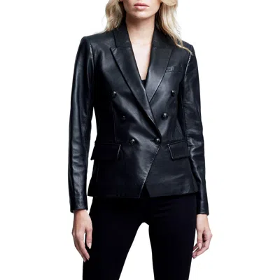 L'agence Kenzie Double Breasted Blazer In Black