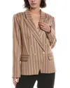 L'agence Kenzie Double-breasted Blazer In Brown