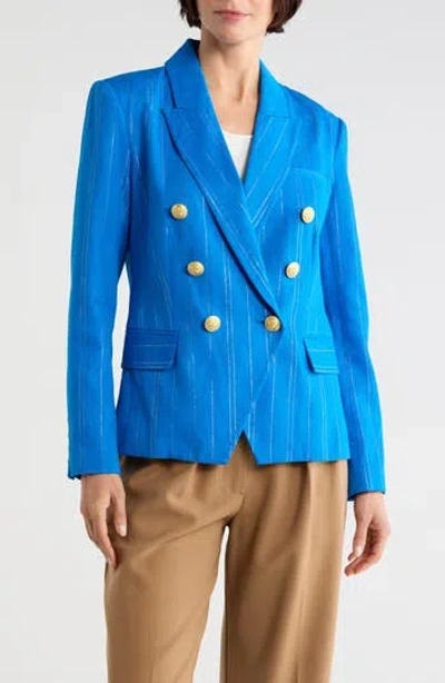 L'agence Kenzie Double Breasted Pinstripe Blazer