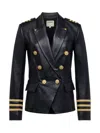 L'agence Kenzie Leather Blazer In Black