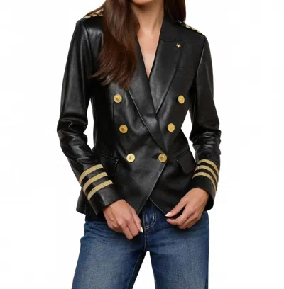 L'agence Kenzie Leather Blazer In Black