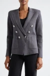 L'agence Kenzie Metallic Double Breasted Knit Blazer In Gray