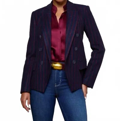 L'agence Kenzie Pinstriped Blazer In Midnight Red Pinstripe In Blue