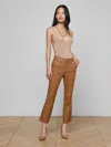 L'agence Ketra Leather Bootcut Trouser In Brown