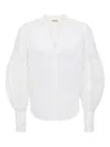 L'agence Kiera Lace-trim Balloon-sleeve Shirt In White
