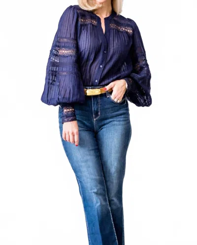 L'agence Kiera Trim Blouse In Midnight In Blue