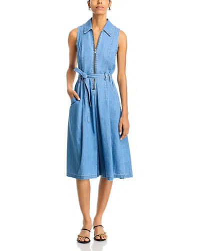 L'agence Kieran Belted Shirt Dress In Blue