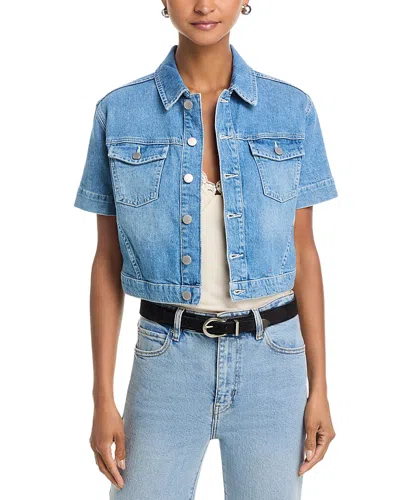 L'agence Kirstie Short Sleeve Crop Denim Jacket In Blue
