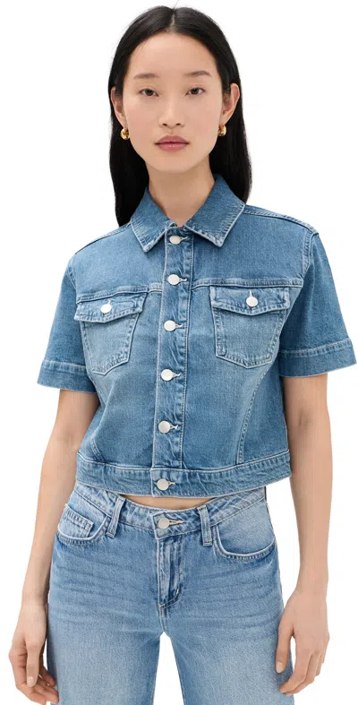 L'agence Kirstie Short Sleeve Cropped Jacket Calabasas In Blue