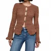 L'agence Kiva Knit Cardigan In Dark Cinnamon Swirl/gold In Brown