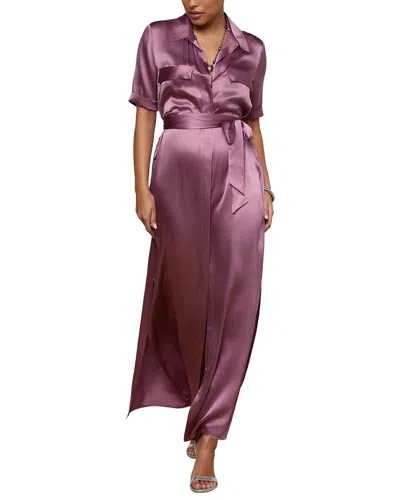 L'agence Klement Cargo Pocket Silk Dress In Purple