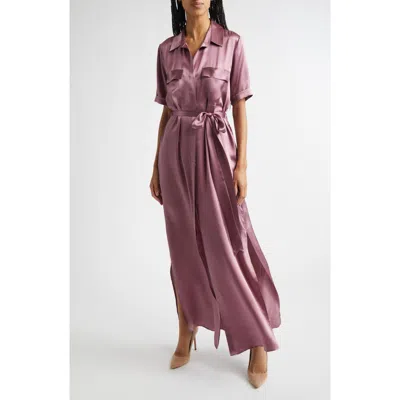 L'agence Klement Utility Silk Maxi Dress In Pink
