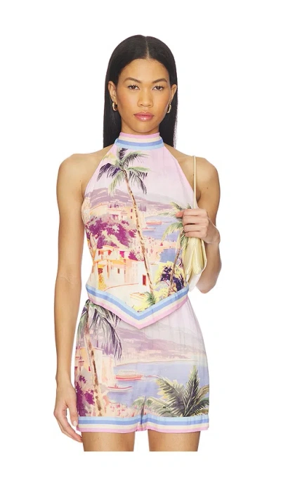 L'agence Kochi Postcard Print High Neck Top In Multi