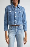 L'agence Koda Cropped Denim Jacket In Blue