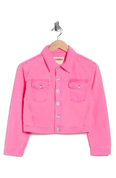 L'agence Koda Crop Denim Jacket In Pink