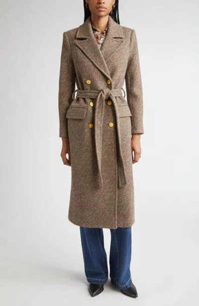 L'agence Kolina Double Breasted Wool Blend Coat In Bracken Brown/ Gold