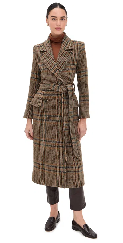 L'agence Kolina Long Coat Brown Plaid