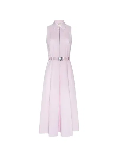 L'agence Kolton Belted Sleeveless Midi Dress In Pink