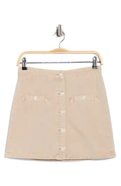 L'agence Kris Button Front Cotton A-line Miniskirt In Brown