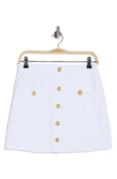 L'agence Kris Button Front Cotton A-line Miniskirt In White