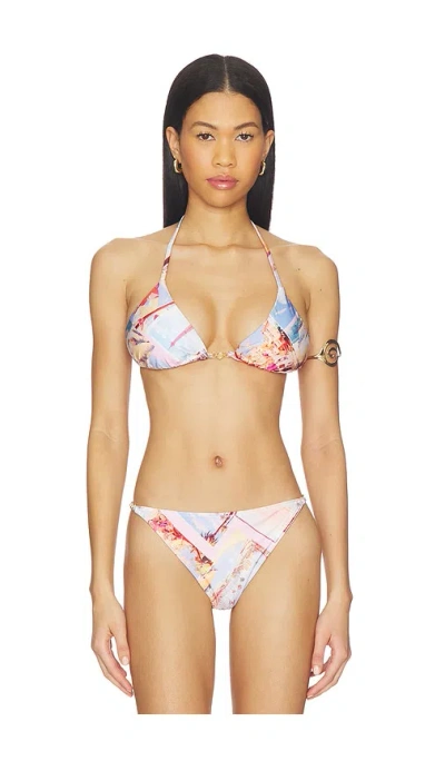 L'agence Kristin Postcard Print Bikini Tri Slider Bra In Multi