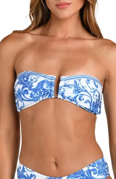 L'agence Krysta Baroque Bandeau Swim Top In Blue