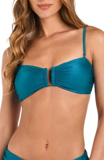 L'agence Krysta Metallic Bandeau Bikini Top In Blue
