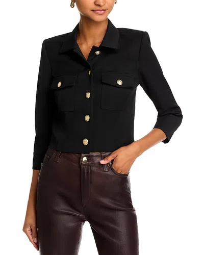 L'agence Kumi Button Front Crop Jacket In Black