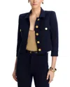 L'agence Kumi Button Front Crop Jacket In Blue