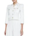 L'agence Kumi Button Front Crop Jacket In White