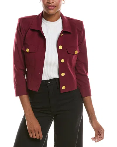 L'agence Kumi Cropped Fitted Jacket In Burgundy