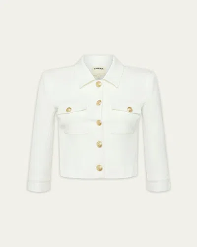 L'agence Kumi Button Front Crop Jacket In White