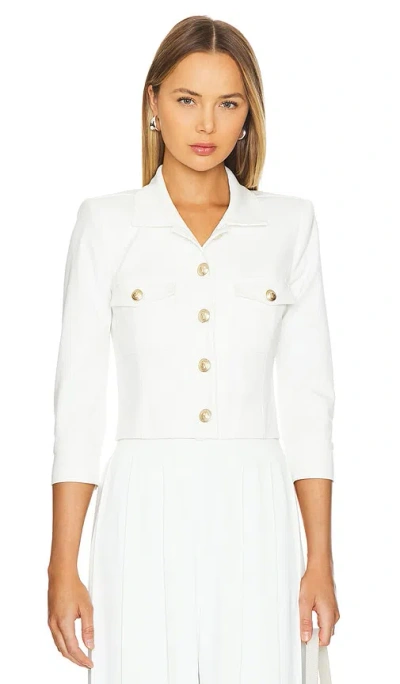 L'agence Kumi Button Front Crop Jacket In White