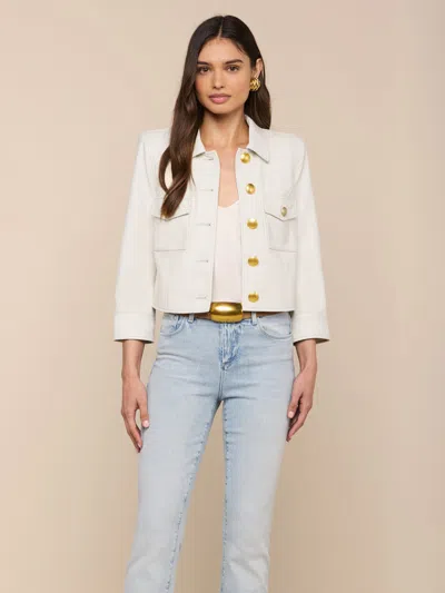 L'agence Kumi Cropped Leather Jacket In White