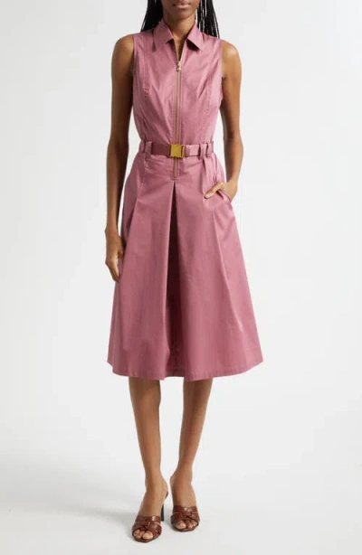 L'agence Kylo Belted Cotton Blend Shirtdress In Pink