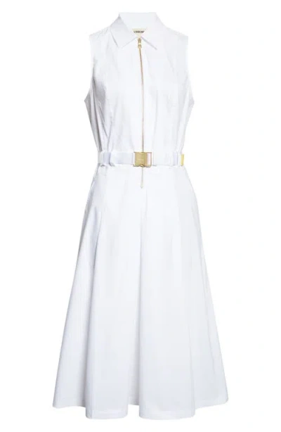 L'agence Kylo Belted Shirt Dress In White